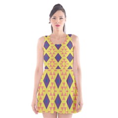 Tribal Shapes And Rhombus Pattern                        Scoop Neck Skater Dress by LalyLauraFLM