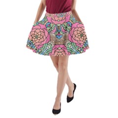 Petals, Carnival, Bold Flower Design A-line Pocket Skirt by Zandiepants