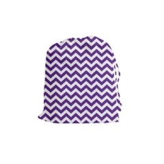 Royal Purple & White Zigzag Pattern Drawstring Pouch (medium) by Zandiepants