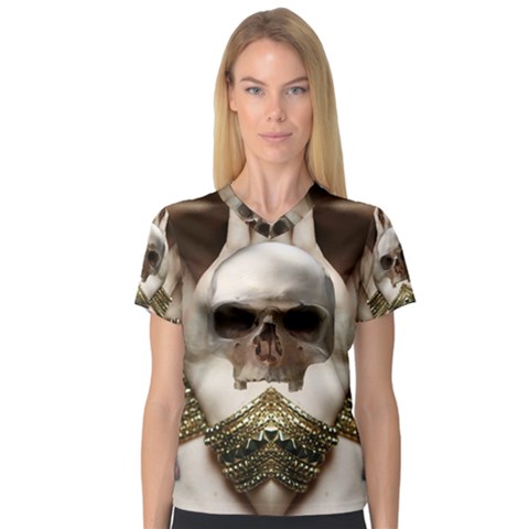 Skull Magic Women s V-neck Sport Mesh Tee by icarusismartdesigns