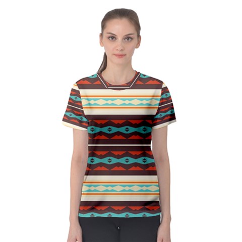 Stripes And Rhombus Chains                                      Women s Sport Mesh Tee by LalyLauraFLM