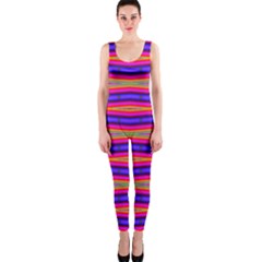 Bright Pink Purple Lines Stripes Onepiece Catsuit by BrightVibesDesign