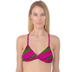 Swish Bright Pink Green Design Reversible Tri Bikini Top by BrightVibesDesign