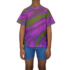 Swish Purple Green Kid s Short Sleeve Swimwear by BrightVibesDesign