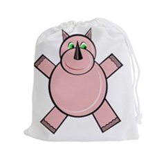 Pink Rhino Drawstring Pouches (xxl) by Valentinaart