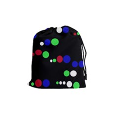 Colorful Dots Drawstring Pouches (medium)  by Valentinaart