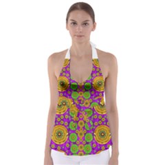 Fantasy Sunroses In The Sun Babydoll Tankini Top by pepitasart