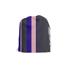 Purple, Pink And Gray Lines Drawstring Pouches (medium)  by Valentinaart