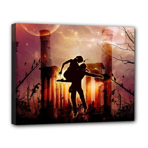 Dancing In The Night With Moon Nd Stars Canvas 14  X 11  by FantasyWorld7