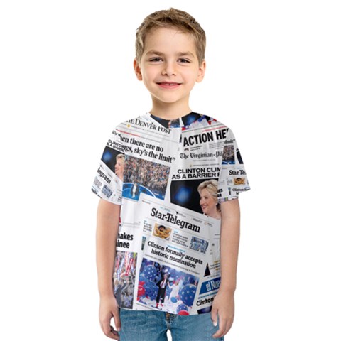 Hillary 2016 Historic Newspaper Collage Kid s Sport Mesh Tee by blueamerica