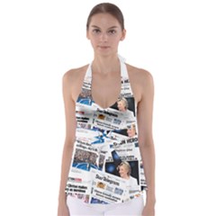 Hillary 2016 Historic Newspaper Collage Babydoll Tankini Top by blueamerica