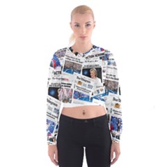 Hillary 2016 Historic Newspaper Collage Women s Cropped Sweatshirt by blueamerica