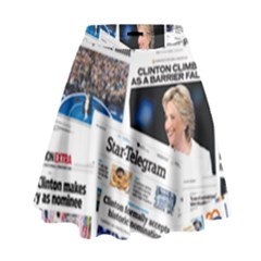 Hillary 2016 Historic Newspaper Collage High Waist Skirt by blueamerica