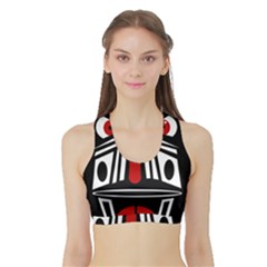 African Red Mask Sports Bra With Border by Valentinaart