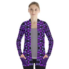 Dots Pattern Purple Women s Open Front Pockets Cardigan(p194) by BrightVibesDesign