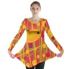 Yellow Bird Long Sleeve Tunic  by Valentinaart