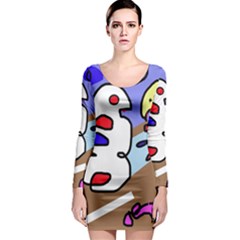 Abstract Comic Long Sleeve Bodycon Dress by Valentinaart