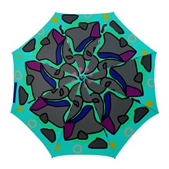 Blue Comic Abstract Golf Umbrellas by Valentinaart