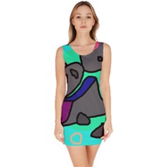 Blue Comic Abstract Sleeveless Bodycon Dress by Valentinaart