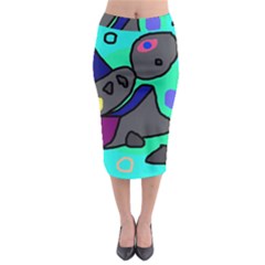 Blue Comic Abstract Midi Pencil Skirt by Valentinaart