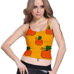 Thanksgiving Pumpkins Pattern Spaghetti Strap Bra Top by Valentinaart