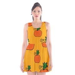 Thanksgiving Pumpkins Pattern Scoop Neck Skater Dress by Valentinaart