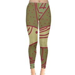 Brown Bird Leggings  by Valentinaart