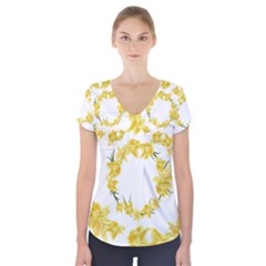 Daffodils Illustration  Short Sleeve Front Detail Top by vanessagf