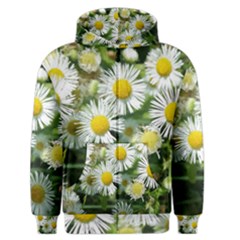 White Summer Flowers Watercolor Painting Art Men s Zipper Hoodie by picsaspassion