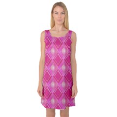 Pink Sweet Number 16 Diamonds Geometric Pattern Sleeveless Satin Nightdress by yoursparklingshop