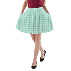 Mint Color Triangle Pattern A-line Pocket Skirt by picsaspassion