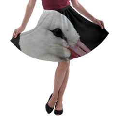 Wild Stork Bird, Close-up A-line Skater Skirt by picsaspassion