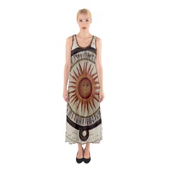 Ancient Aztec Sun Calendar 1790 Vintage Drawing Sleeveless Maxi Dress by yoursparklingshop