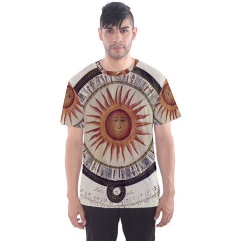 Ancient Aztec Sun Calendar 1790 Vintage Drawing Men s Sport Mesh Tee by yoursparklingshop