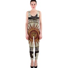 Ancient Aztec Sun Calendar 1790 Vintage Drawing Onepiece Catsuit by yoursparklingshop