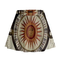 Ancient Aztec Sun Calendar 1790 Vintage Drawing Mini Flare Skirt by yoursparklingshop