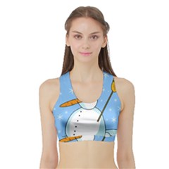 Snowman Sports Bra With Border by Valentinaart