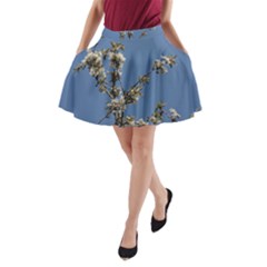 White Cherry Flowers And Blue Sky A-line Pocket Skirt by picsaspassion