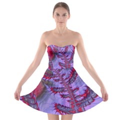 Freaky Friday Red  Lilac Strapless Bra Top Dress by Fractalworld