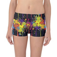 Crazy Multicolored Double Running Splashes Horizon Reversible Boyleg Bikini Bottoms by EDDArt