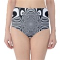 Black And White Ornamental Flower High-Waist Bikini Bottoms View1