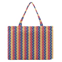 Colorful Chevron Retro Pattern Medium Zipper Tote Bag by DanaeStudio