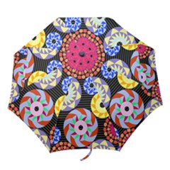 Colorful Retro Circular Pattern Folding Umbrellas by DanaeStudio