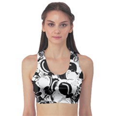 Black And White Garden Sports Bra by Valentinaart