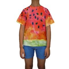 Abstract Watermelon Kids  Short Sleeve Swimwear by DanaeStudio