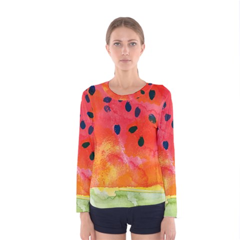 Abstract Watermelon Women s Long Sleeve Tee by DanaeStudio