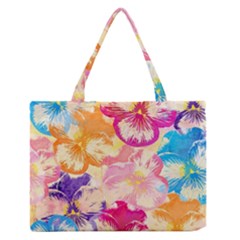 Colorful Pansies Field Medium Zipper Tote Bag by DanaeStudio