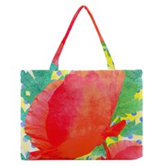 Lovely Red Poppy And Blue Dots Medium Zipper Tote Bag by DanaeStudio