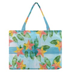 Tropical Starfruit Pattern Medium Zipper Tote Bag by DanaeStudio