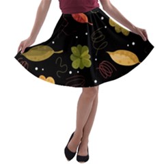 Autumn Flowers  A-line Skater Skirt by Valentinaart